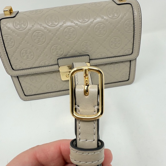 New Tory Burch T Monogram Flap Leather Shoulder Crossbody Bag In Fresh Clay - Picture 6 of 16